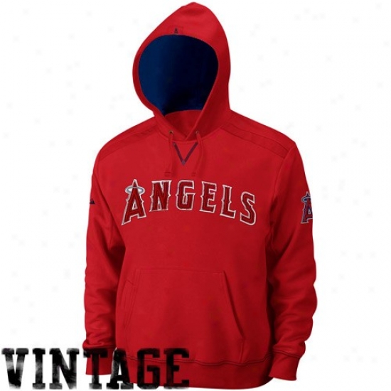 Los Angeles Angels Of Anaheim Sweatshirts : Majestic Los Angeles Angels Of Anageim Red Cooperstown Conquest Sweatshirts