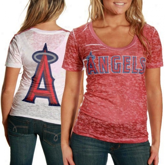 Los Angeles Angels Of Anaheim T Shirt : Touch By Alyssa Milano Los Angeles Angels Of Anaheim Red-white Superfan Sublumated Sheer Burnnout Premium T Shirt