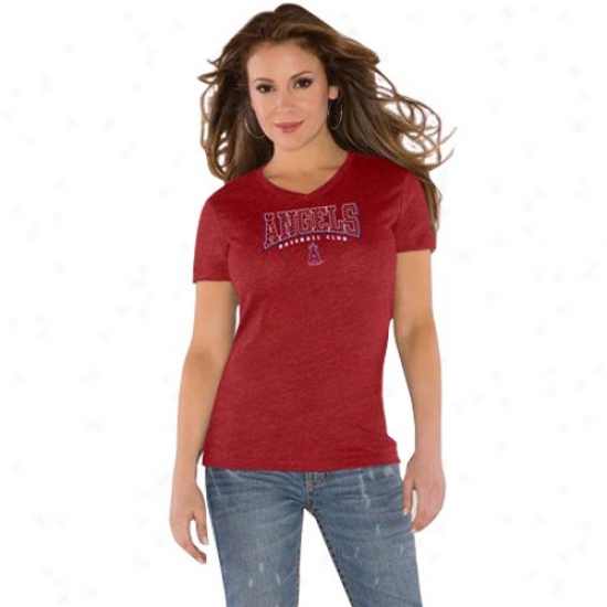Loe Angeles Angels Of-Anaheim T-shirt : Touch By Alyssa Milano Los Angeles Angels Of Anaheim Ladies Red Dazzle V Triblend T-shirt