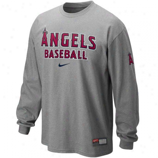 Los Angeles Angels Of Anaheim Tee : Nike Los Angeles Angels Of Anaheim Ash Mlb Praftice Long Sleeve  Tee