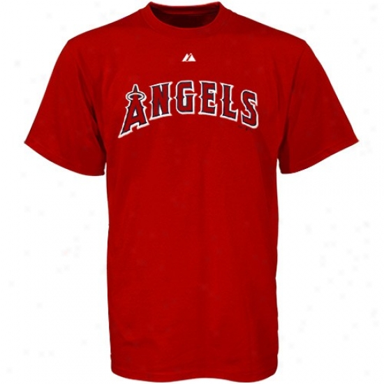 oLs Angeles Angels Of Anaheim Tees : Majestic Los Angeles Angels Of Anaheim Red Wordmark Tees