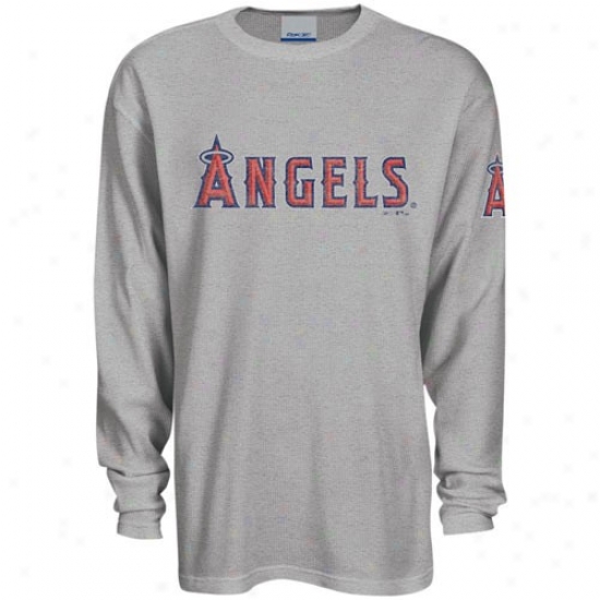 Los Angeles Angels Of Anaheim Tees : Reebok Los Angeles Angels Of Anaheim Ash Faded Logo Long Sleeve Thermal Tees