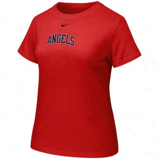 Los Angeles Angles Of Anaheim Tshirt : Nike Los Angeles Angels Of Anaheim Ladies Red Arch Lettering Crew Tshirt