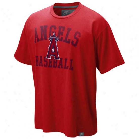Los Angeles Angels Of Anaheim Tshirt : Nike Los Angeles Angels Of Anaheim Red Southpaw Organic Vintage Washed Tshirt