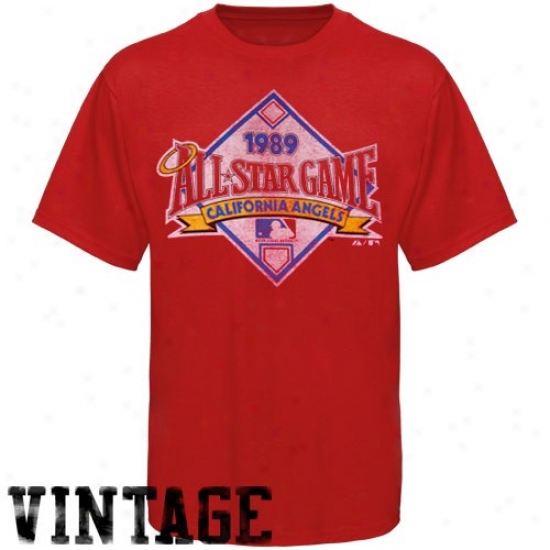 Los Angeles Angels Of Anaheim Tshirts : Majestic 1989 Mlb All-star Game Red Cooperstown Vintage Tshirts