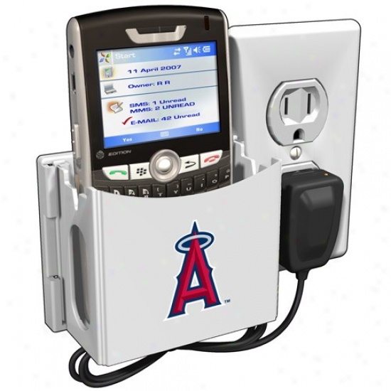 Los Angeles Angels Of Anaheim White Socket Pocket Wallplate Charging Station