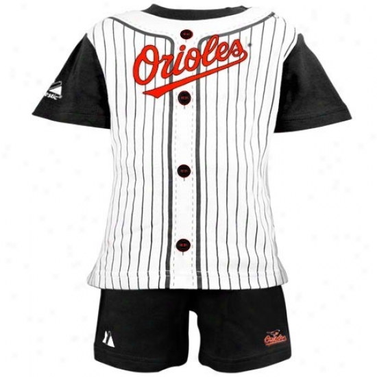 Majestic Baltimore Orioles Toddler Black Pinstripe 2-piece Uniform Short Set