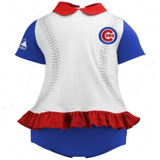 Majestic Chiczgo Cubs Infant Girls White-royal Blue Top & Bloomers Srt