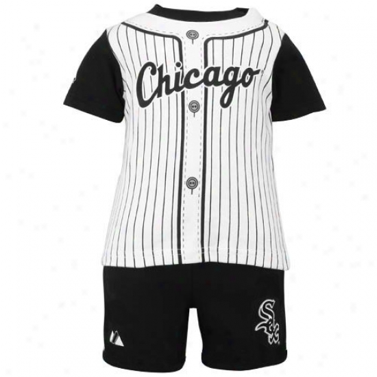 Majestic Chicago White Sox Toddler Black Pinstripe 2-piece Uniform Short Set