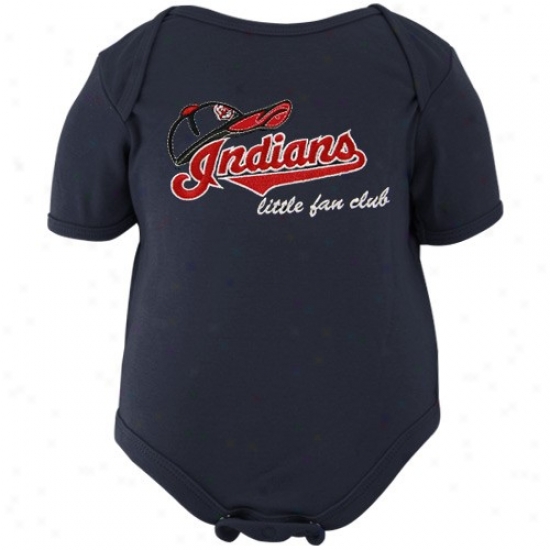 Majestic Cleveland Indians Toddler Navy Blue Little Fan Club Creeper