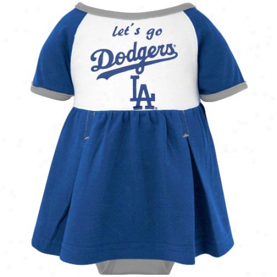 Majestic L.a. Dodgers Infant Girls Royal Blue Creeper Dress