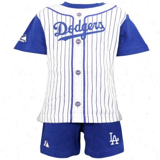 Majestic L.a. Dodgers Royal Bue Toddler Pinstripe 2-piece Undeviating Short Set