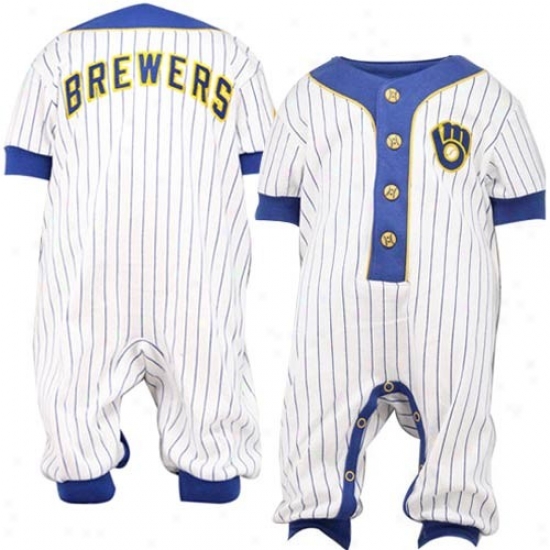 Majestic Milwaukee Brewers Infant Navy Blue Pinstripe Coveralls