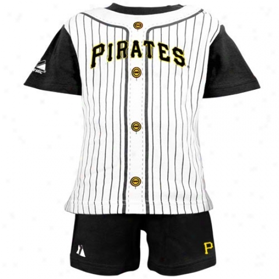 Majestic Pittsburgh Piratew Toddler Black Pinstripe 2-piece Uniform Short Impart