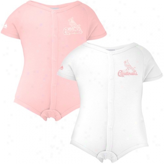 Majestic St Louis Cardinals Toddler Girls Pink & White 2-pack Hanger Creeper Set