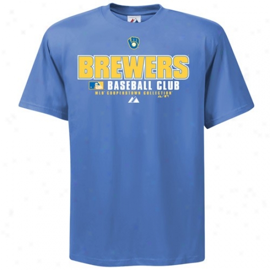 Milwaukee Brewers Apparel: Majestic Milwaukee Brewers Light Blue Cooperstown Practice T-shirt