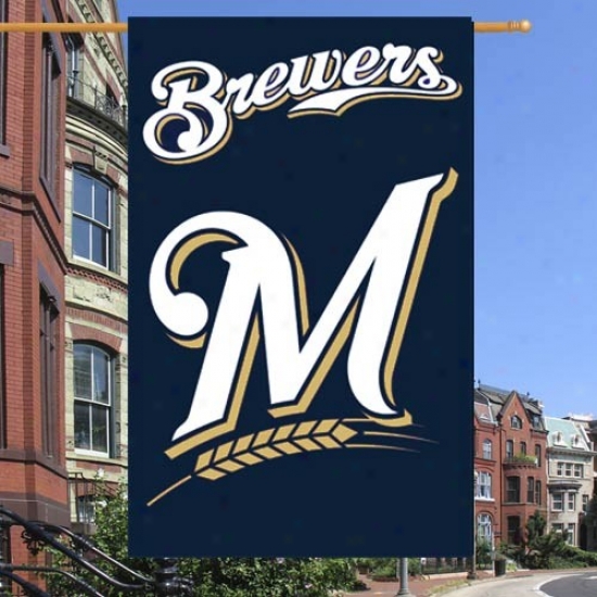 Milwaukee Brewers Banners : Milwaukee Brewers Navy Blue Vertical Applique Banners