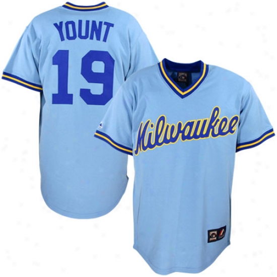 Milwaukee Brewers Jersey : August Milwaukee Brewers #19 Robin Yount Light Blue Throwback Replica Jersey