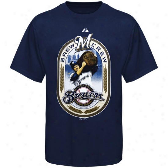 Milwaukee Brewers T-shirt : Majestic Milwaukee Brewers Navy lBue Dig In T-shirt