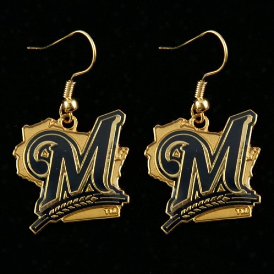 Milwaukee Brewers Team Logo Dangle Earrings