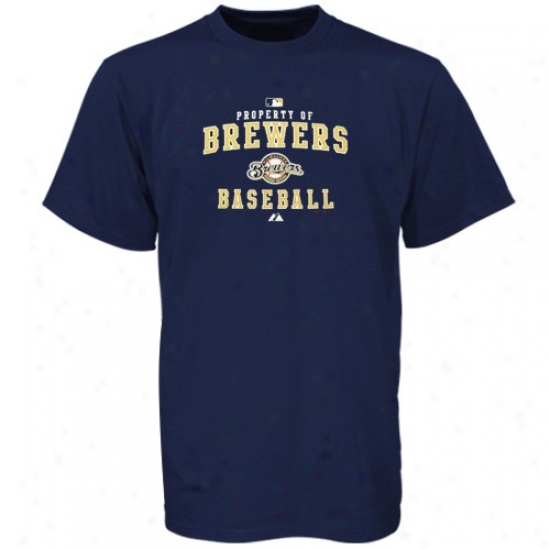 Milwaukee Brewers Tee : Majestic Milwaukee Brewers Youth Navy Blue Character Of Tee