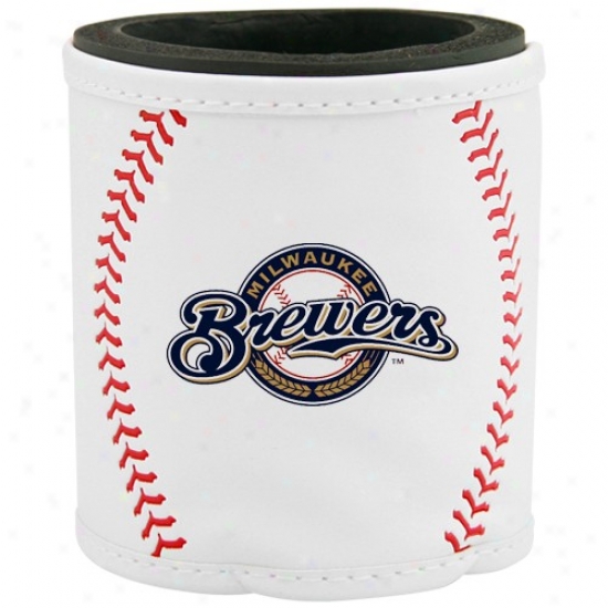 Milwaukee Brewers White Baseball Can Coolie