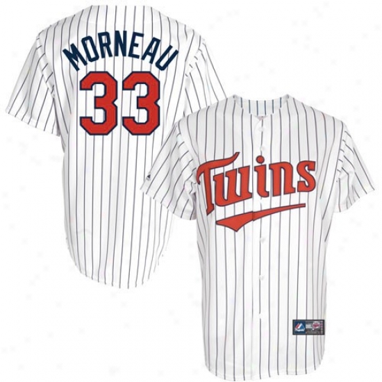 Minnesota Twins Jerseys : Majestic Minnesota Twins #33 Justin Morneau White Pinstripe Replica Baseball Jerseys