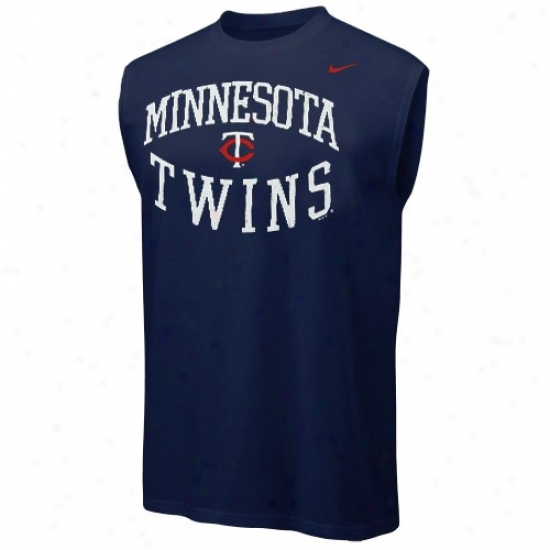 Minnesota Twins Shirt : Nike Minnesota Twins Navy Blue Team Logo Sleeveless Shirt
