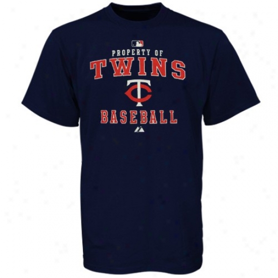 Minnesota Twins Tshirts : Majestic Minnrsota Twins Yough Navy Blue Property Of Tshirts
