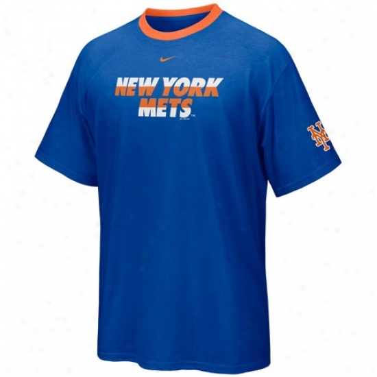 New York Meta Apparel: Nike New York Mets Royal Buue Line Drive Contrast Company T-shirt