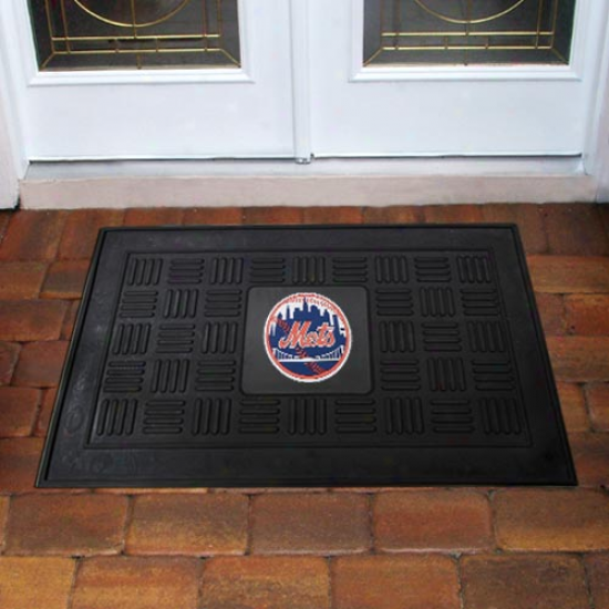 New York Mets Black Team Logo Rubber Mat