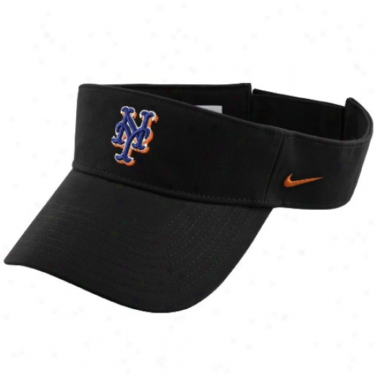 New York Mets Cap : Nike New York Mets Black Mlb Adjustable Visor