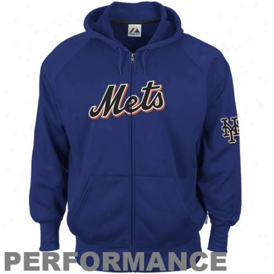 New York Mets Fleece : Majestic New York Mets Royal Blue Gaining Foundation Performance Full Zip Fleece