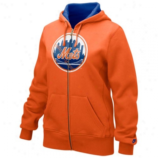New York Mets Fleece : Nike New York Mets Ladies Orange Cooperstown Classic Full Zip Fleece