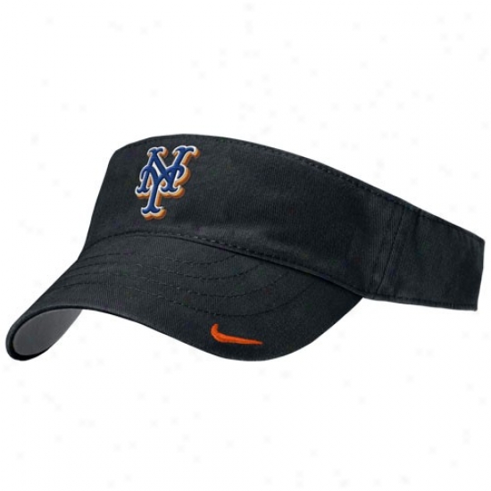 New York Mets Hat : Nike New York Mets Black Ladies Classic Visor