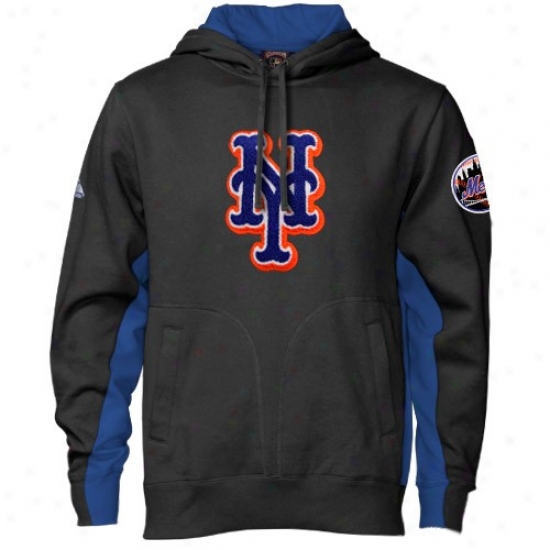 New York Mets Hoodies : Majestic Nes York Mets Black Pure V2 Hoodies