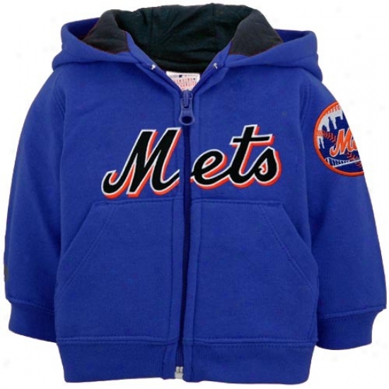 New York Mets Hoodys : Majestic New York Mets Toddler Royal Azure Full Zip Hoodys
