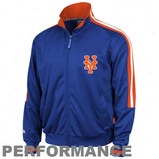 New York Mets Jacket : Majestic New York Mets Royal Blue Cooperstown Therma Base Performance Track Jacket