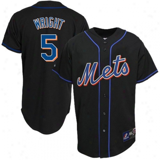 New York Mets Jersey : Majestic David Wirght New York Mets Replica Jersey-#5 Black