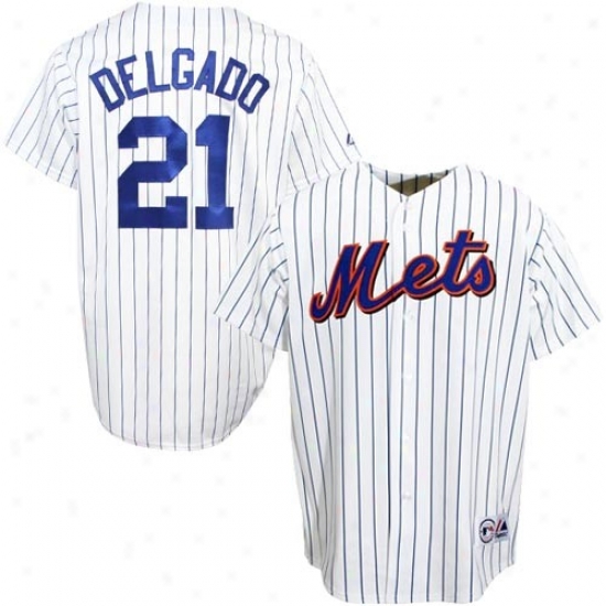New York Mets Jersey : New York Mets #21 Carlos Drlgado White Pinstripe Replica Baseball Jersey