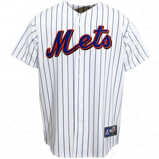 New York Mets Jerseys : Majestic New York Mets White Pinstripe Replica Baseball Jerseys