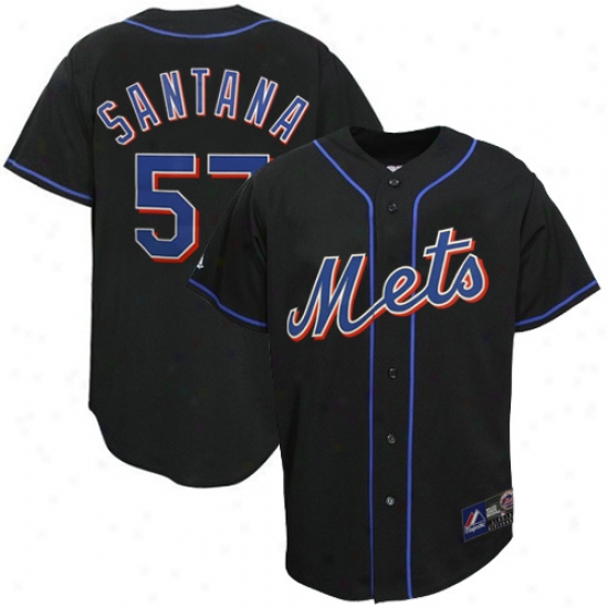 New York Mets Jerseys : Majestic New York Mets #577 Johan Santana Black Replica Player Baseball Jerseys