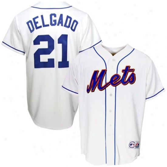 New York Mets Jerseys : Majestic New York Mets #21 Carlos Delgado White Replica Jerseys