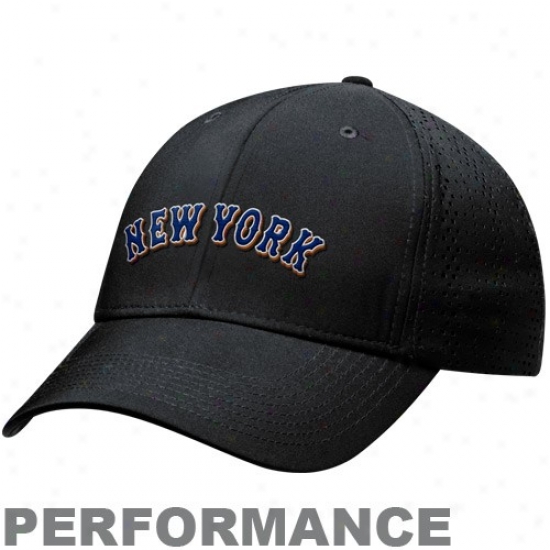 Repaired York Mets Merchandise: Nike New York Mets Black Swoosh Performance Flex Fit Hat