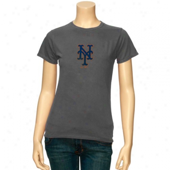 New York Mets Shirt : Majestic New York Mets Ladies Heather Charcoal Big Fit season Play Shirt