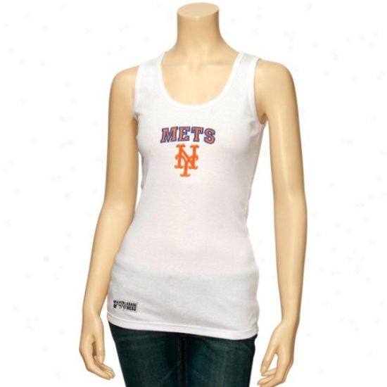 New York Meys Shirt : New York Mets Ladies White Spceator Cistern Top