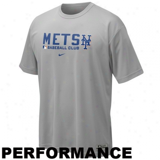 New York Mets Shirts : Nike New York Mets Gray Nikefit Team Issue Performance Training Top