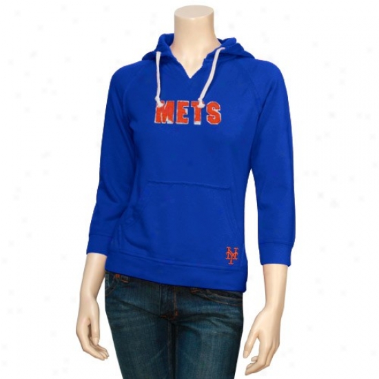 New York Mets Sweatshirt : Touch By Alyssa Milano Starting a~ York Mets Ladies Royal Blue Brushed Washed Sweatshirt