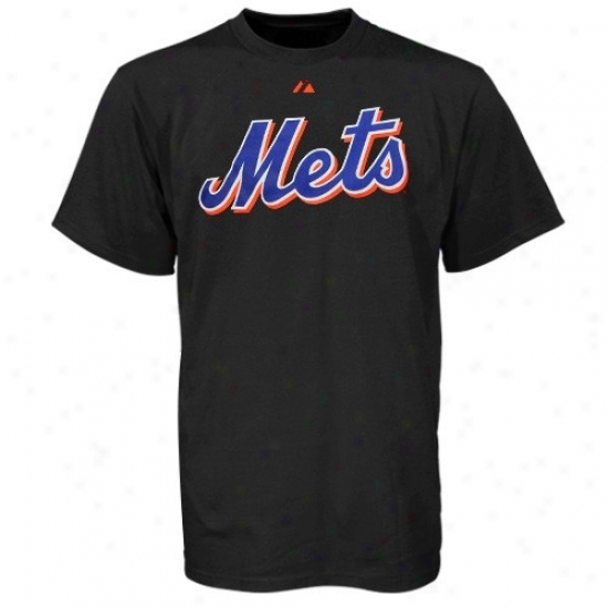 New York Mets T-shirt : Majestic New York Mets Youth Black Word Badge T-shirt