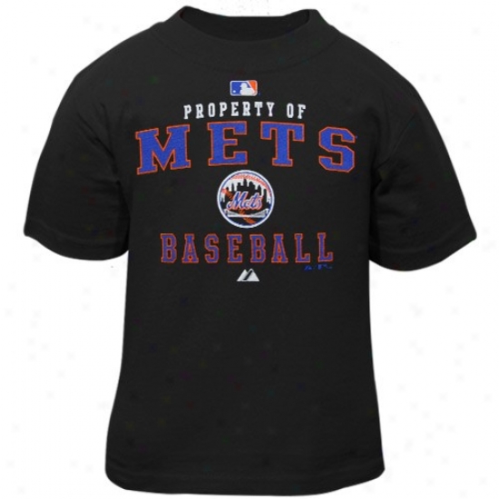 New York Mets T-shirt : Majestic New Yprk Mets Toddler Black Property Of T-shirt